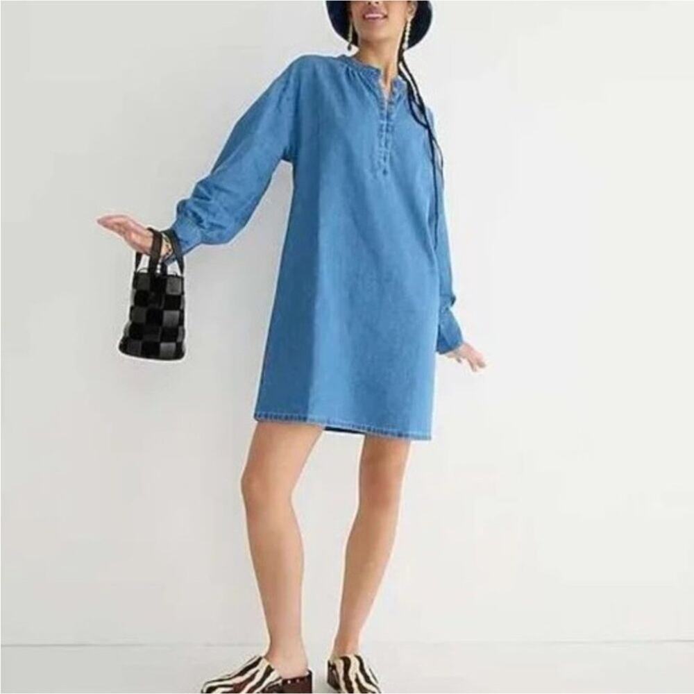 New J. Crew Indigo button-up shift dress S
